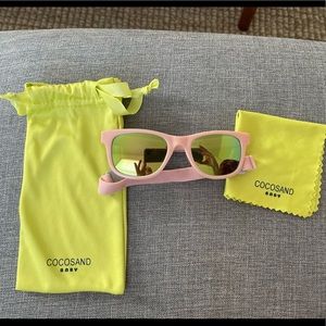 Cocosand baby sunglasses (pink with green metallic lense)